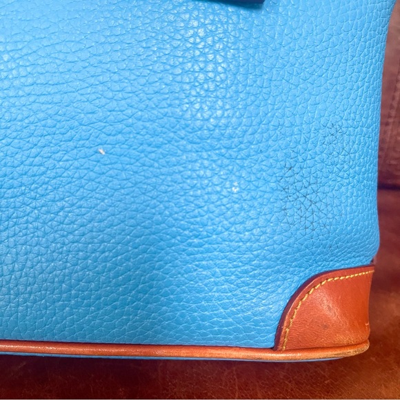 Dooney & Bourke Genuine Pebbled Leather Tote & Shoulder Bag In Bright Blue Color - Picture 7 of 16